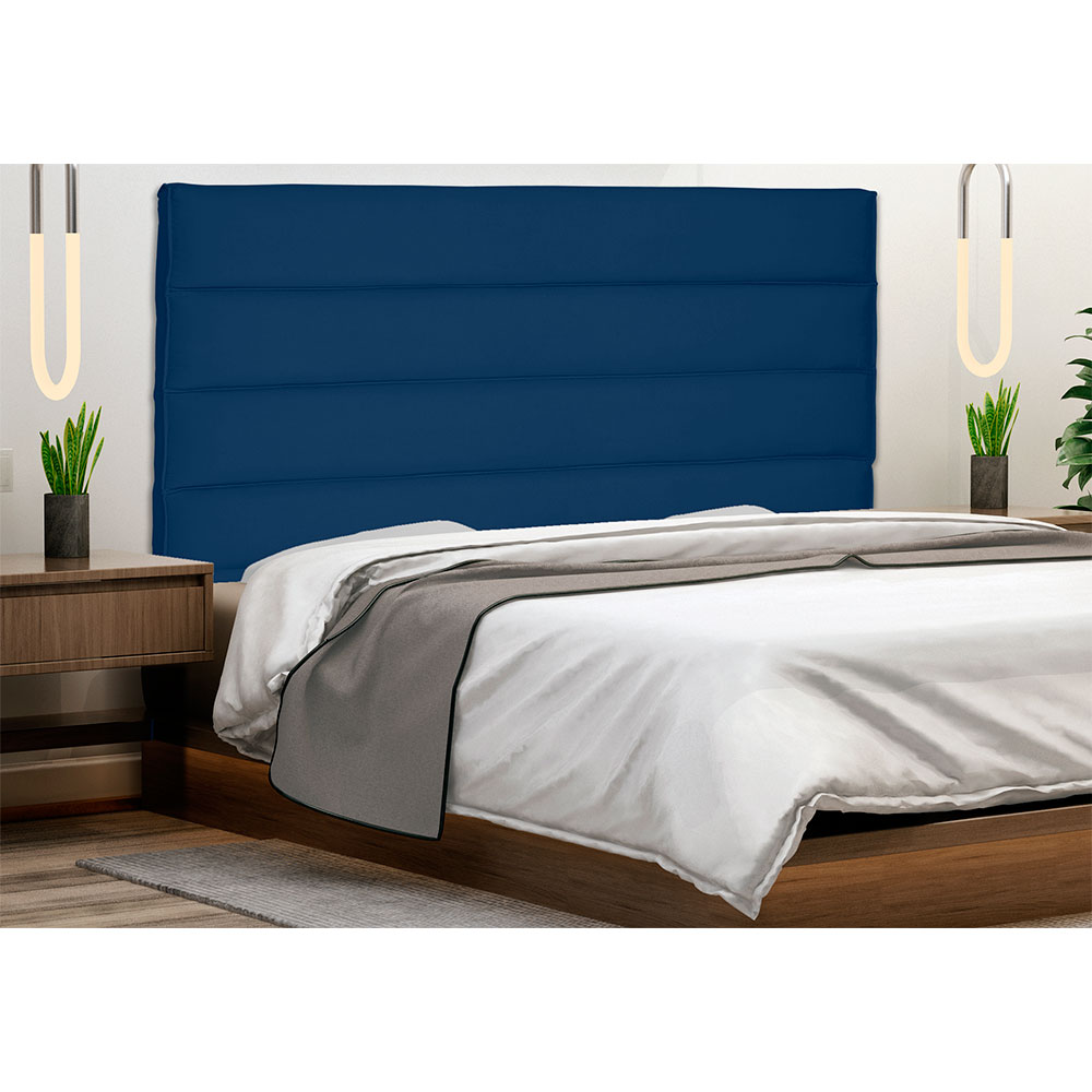 Cabeceira Casal 1,40m La Italiana Suede Azul Marinho - Pallazio