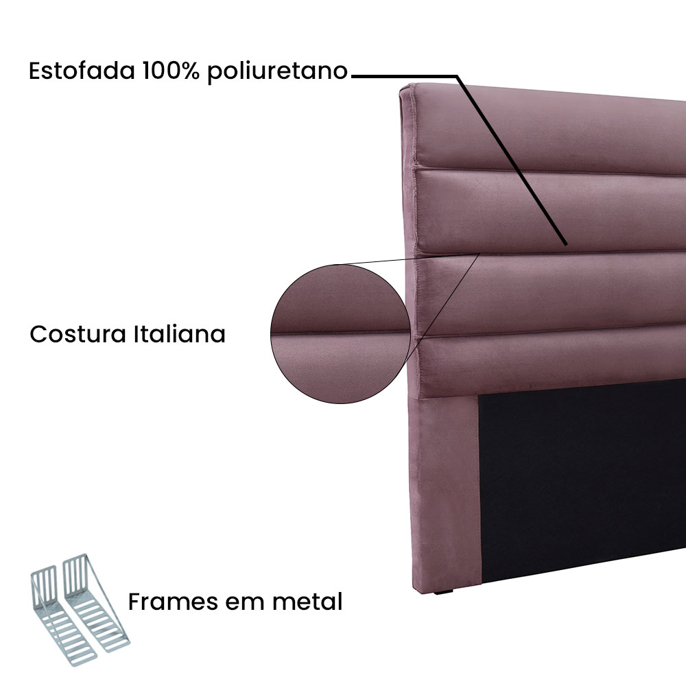 Cabeceira Casal 1,40m La Italiana Veludo Uva - Pallazio