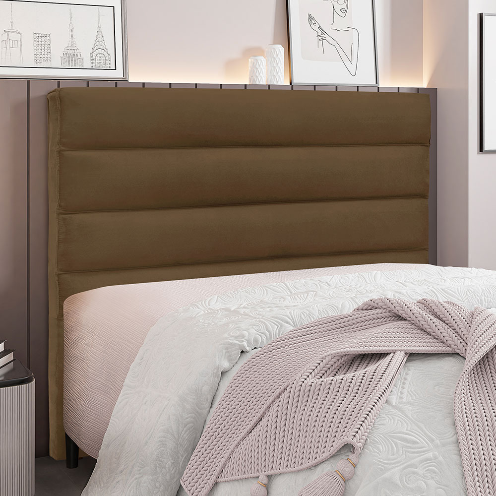 Cabeceira Casal 1,40m Las Palmas Suede Caramelo - Pallazio