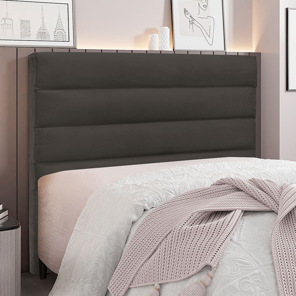 Cabeceira Casal 1,40m Las Palmas Suede Cinza - Pallazio