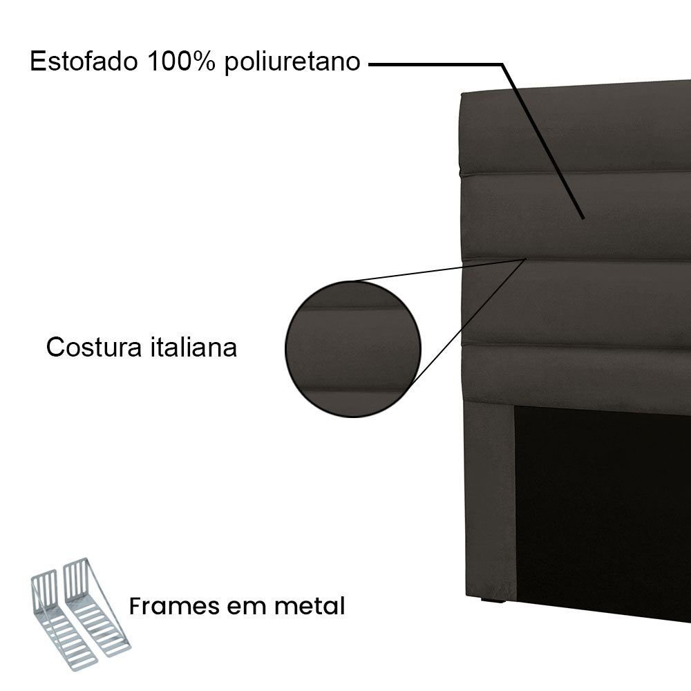Cabeceira Casal 1,40m Las Palmas Suede Cinza - Pallazio