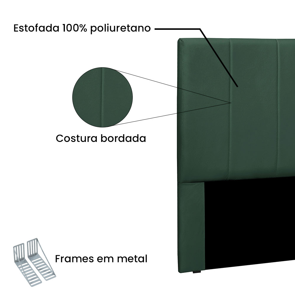 Cabeceira Casal 1,40m Ravenna Veludo Verde Floresta - Pallazio