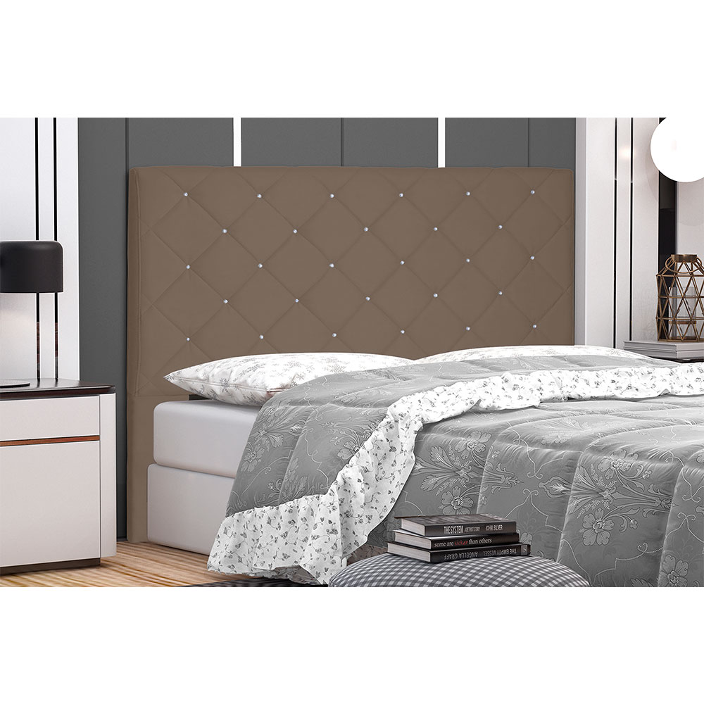Cabeceira Casal 1,40m Tânia Suede Caramelo - Pallazio