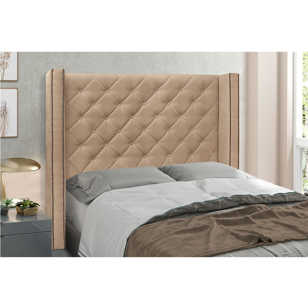 Cabeceira Casal 1,40m Vicenza Suede Bege - Pallazio