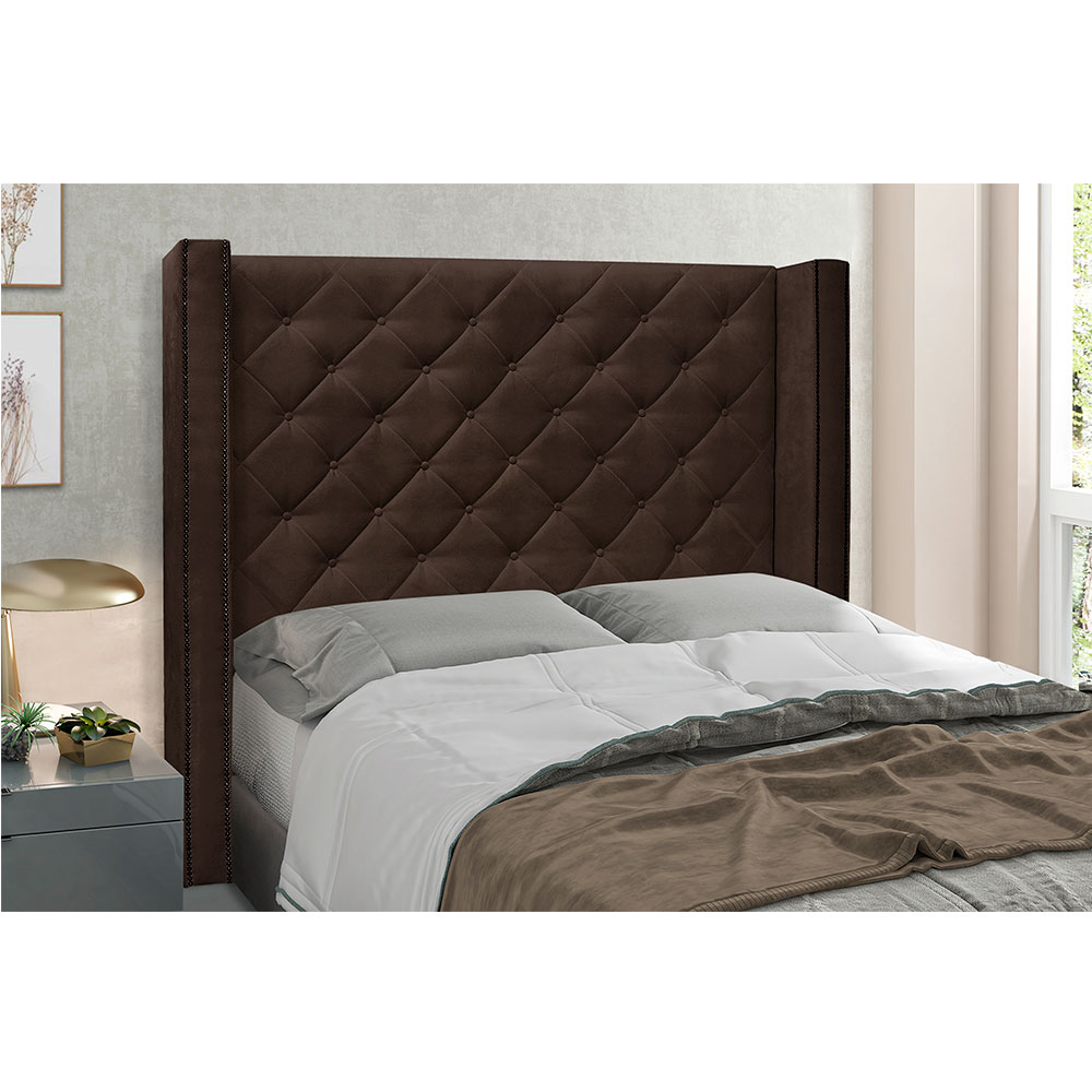 Cabeceira Casal 1,40m Vicenza Suede Marrom Café - Pallazio
