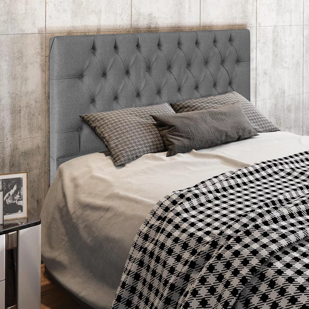 Cabeceira King 1,95m Amsterdã Linho Cinza - Pallazio