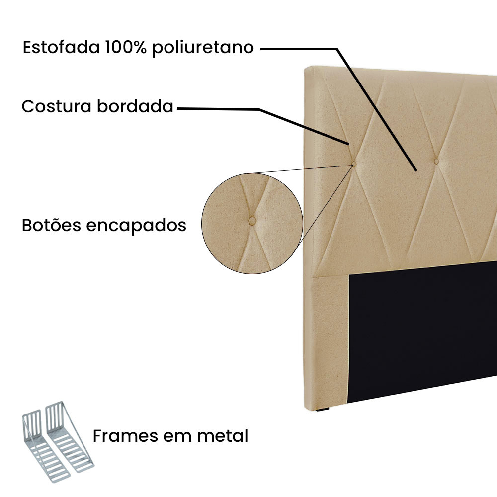 Cabeceira King 1,95m Aquilla Linho Dourado - Pallazio