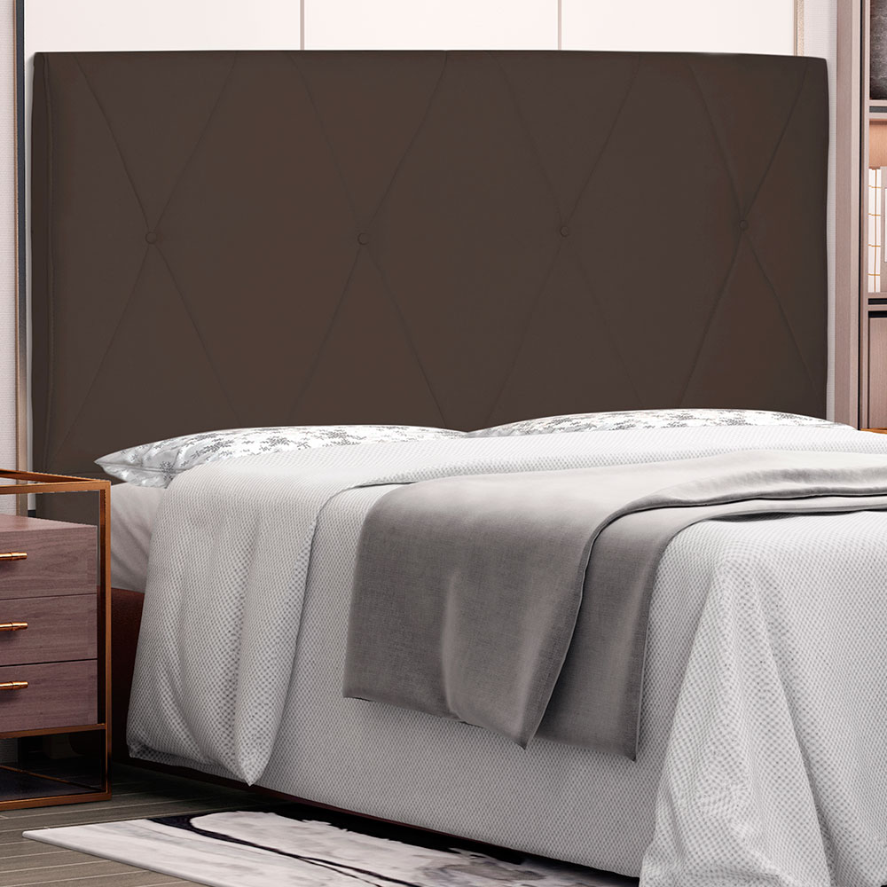 Cabeceira King 1,95m Aquilla Suede Marrom Café - Pallazio