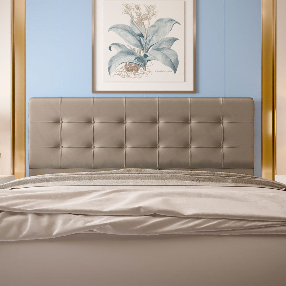 Cabeceira King 1,95m Atenas Suede Bege - Pallazio