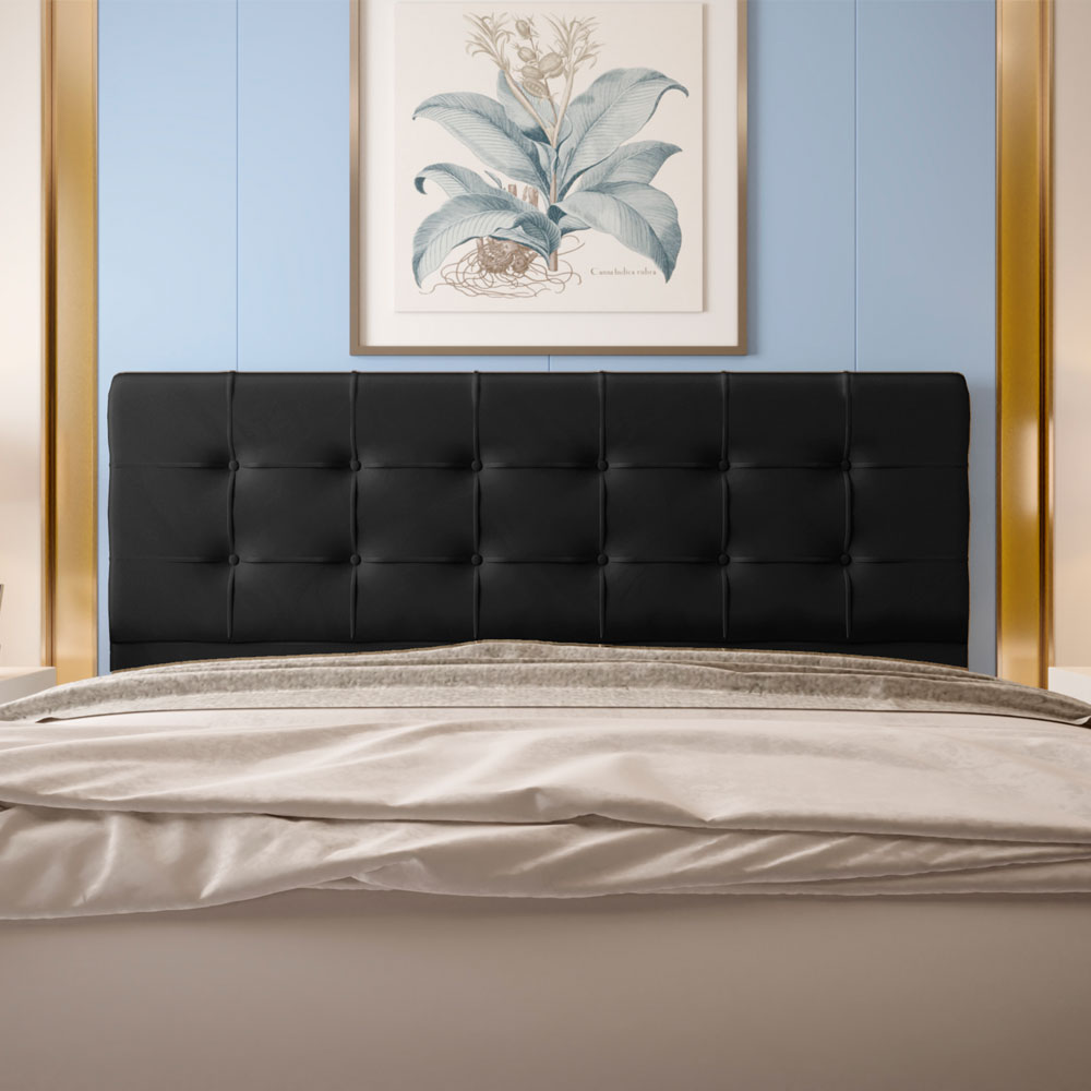 Cabeceira King 1,95m Atenas Suede Preto - Pallazio