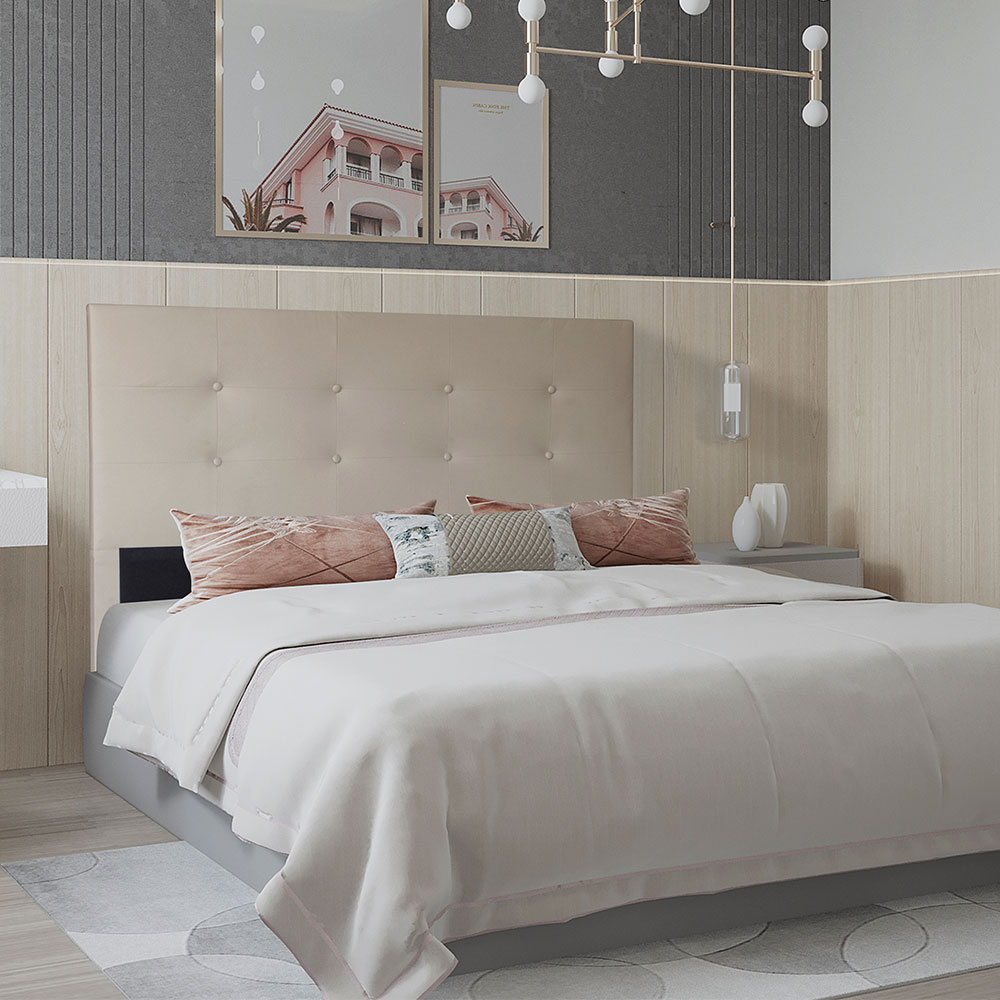 Cabeceira King 1,95m Berlim Corano Bege - Pallazio
