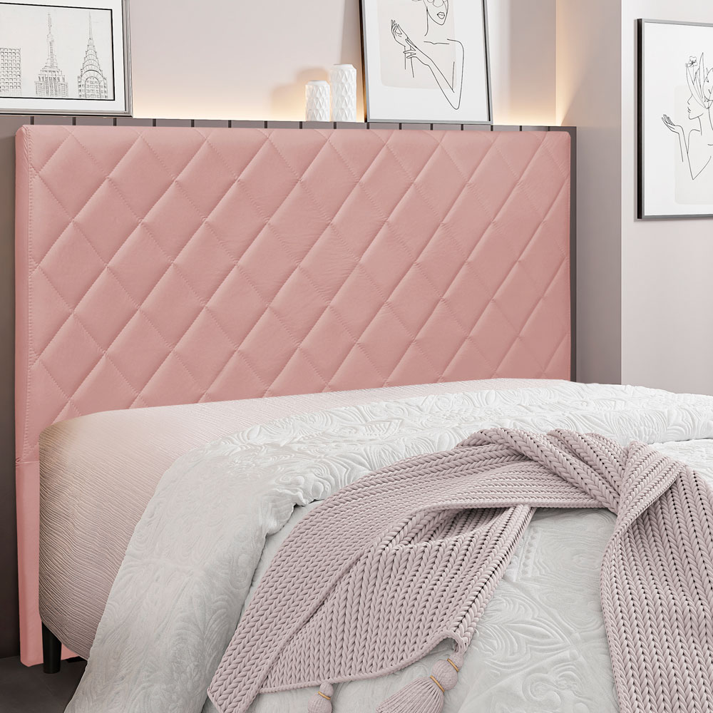 Cabeceira King 1,95m Esmeralda Veludo Rosa - Pallazio