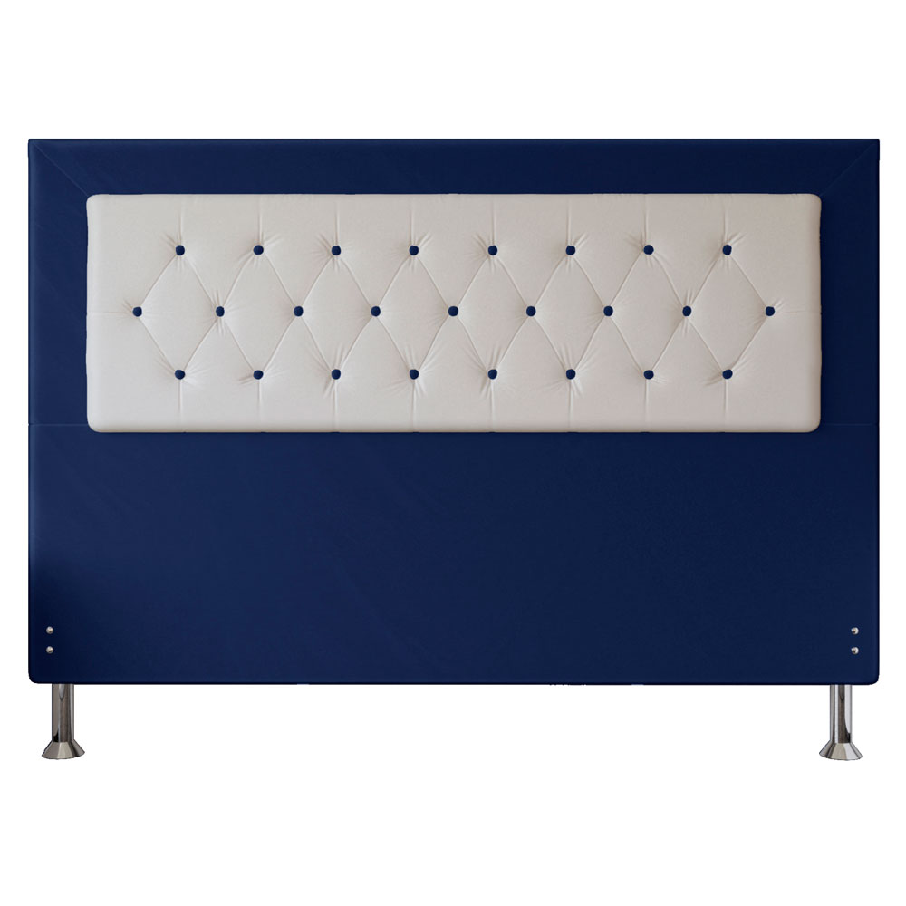 Cabeceira King 1,95m Havana Suede Azul com Corino Branco - Pallazio