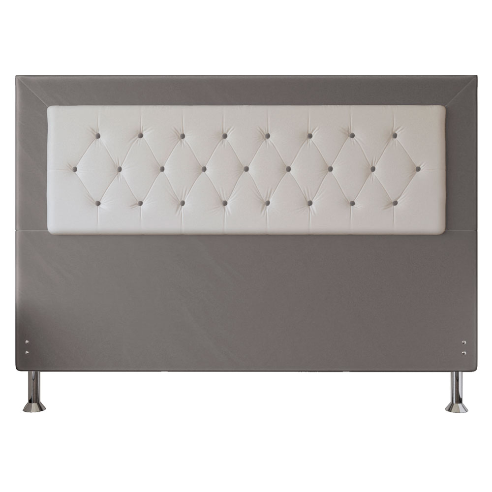 Cabeceira King 1,95m Havana Suede Cinza com Corino Branco - Pallazio