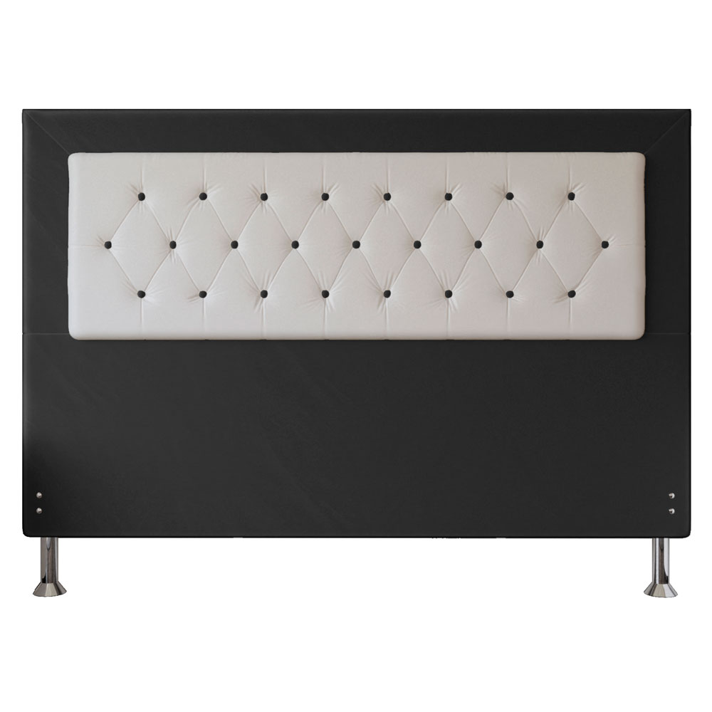 Cabeceira King 1,95m Havana Suede Preto com Corino Branco - Pallazio