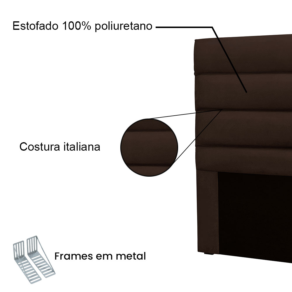 Cabeceira King 1,95m Las Palmas Suede Marrom - Pallazio