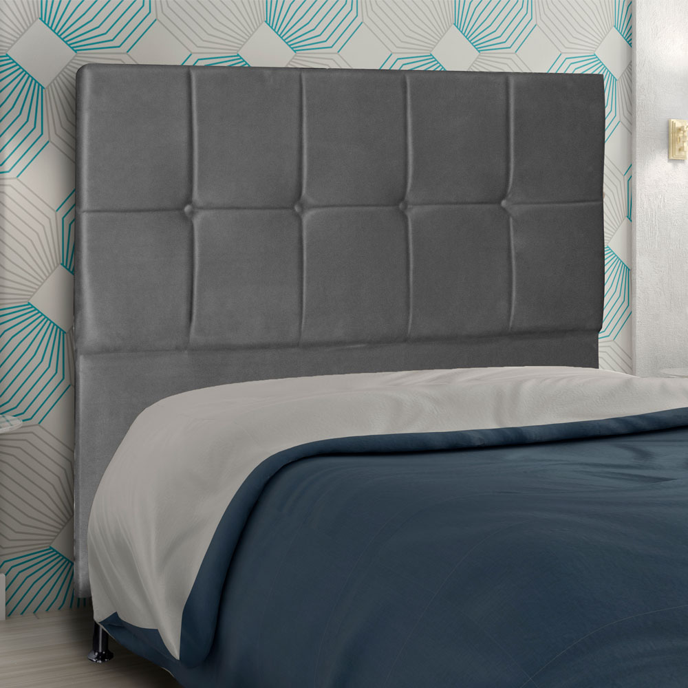 Cabeceira King 1,95m Lisboa Suede Cinza - Pallazio