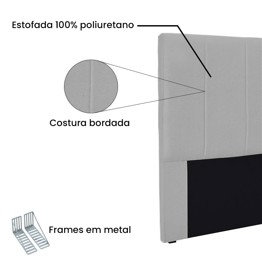 Cabeceira King 1,95m Ravenna Linho Cinza Claro - Pallazio