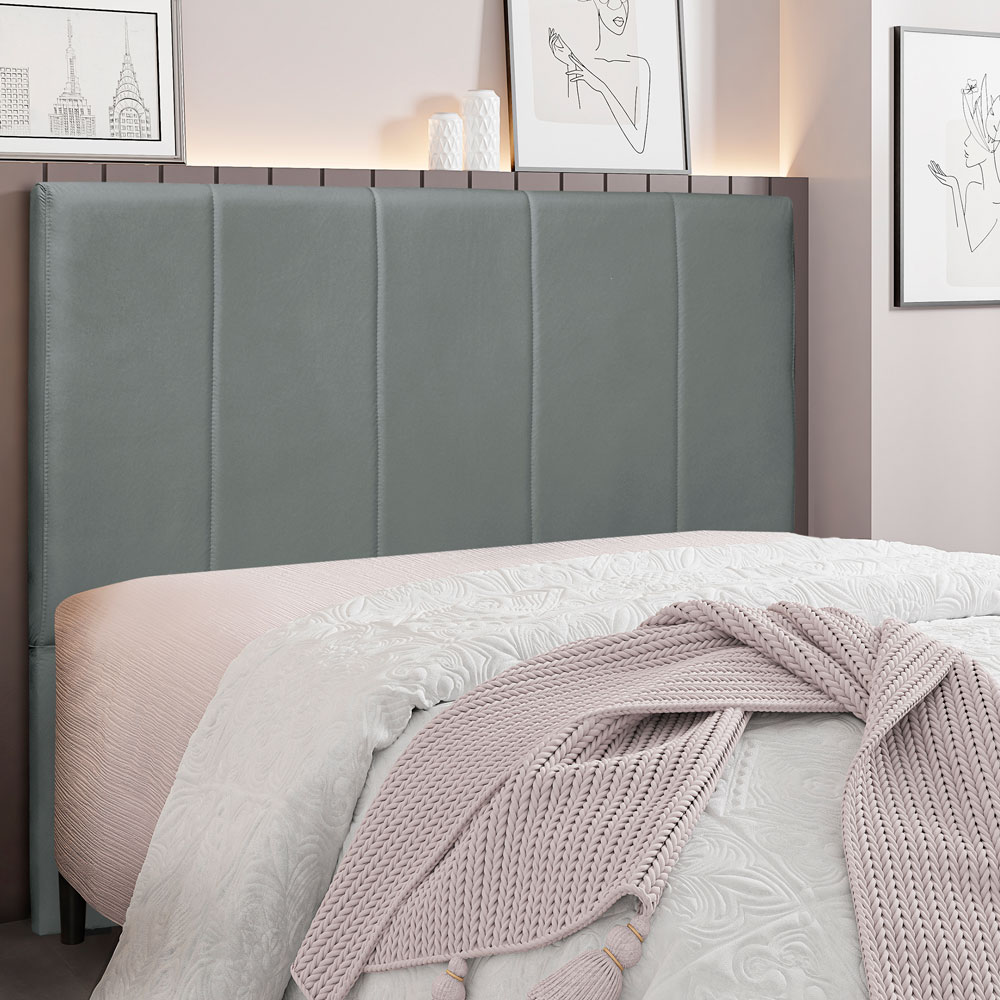 Cabeceira King 1,95m Ravenna Veludo Cinza Chumbo - Pallazio