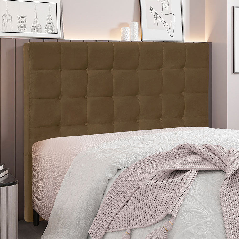 Cabeceira King 1,95m Santiago Suede Caramelo - Pallazio
