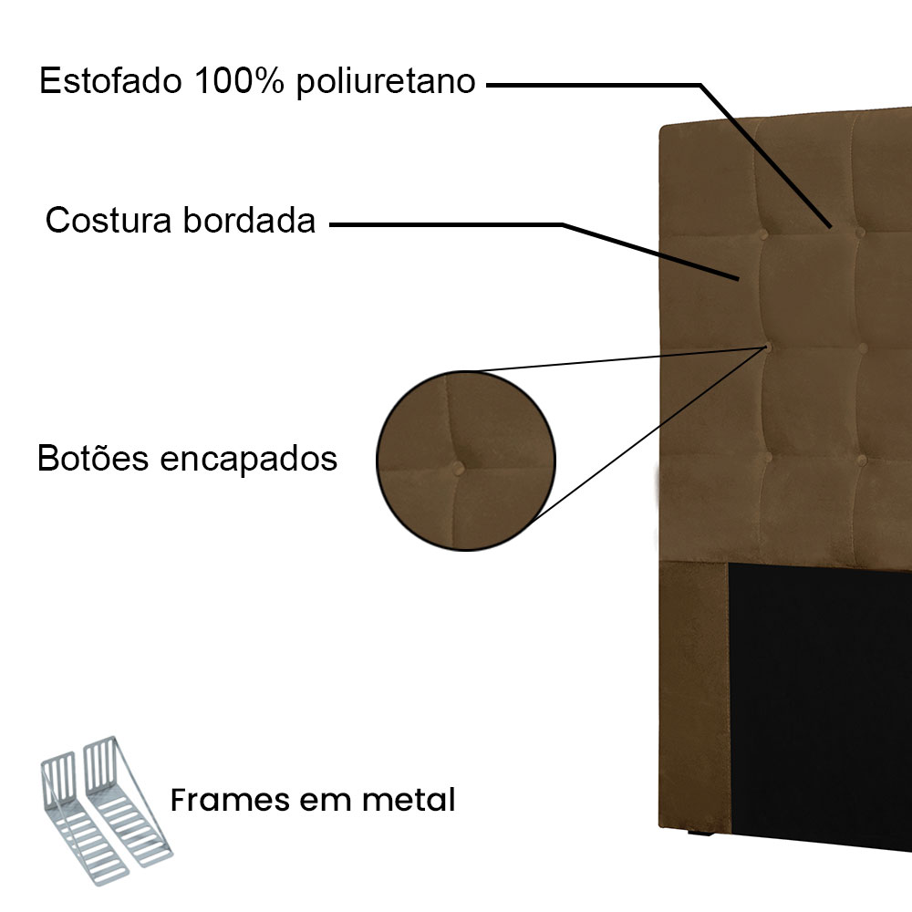 Cabeceira King 1,95m Santiago Suede Caramelo - Pallazio