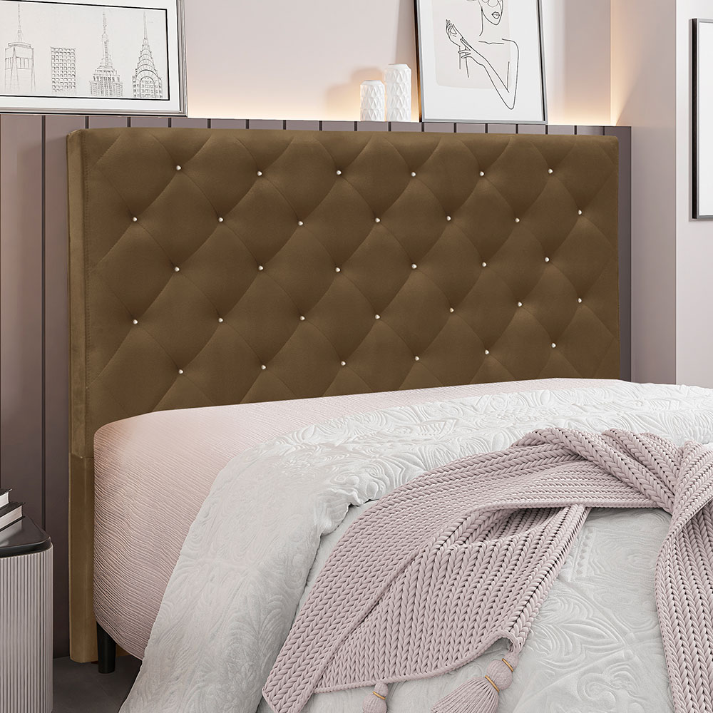 Cabeceira King 1,95m Toledo Suede Caramelo - Pallazio