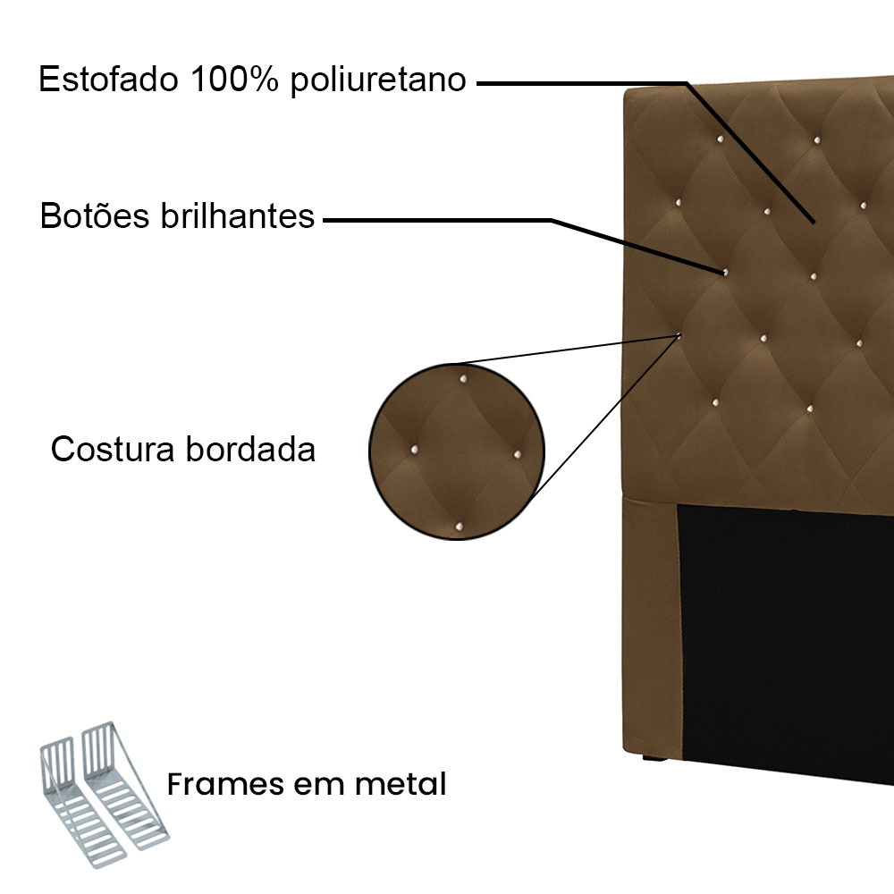 Cabeceira King 1,95m Toledo Suede Caramelo - Pallazio