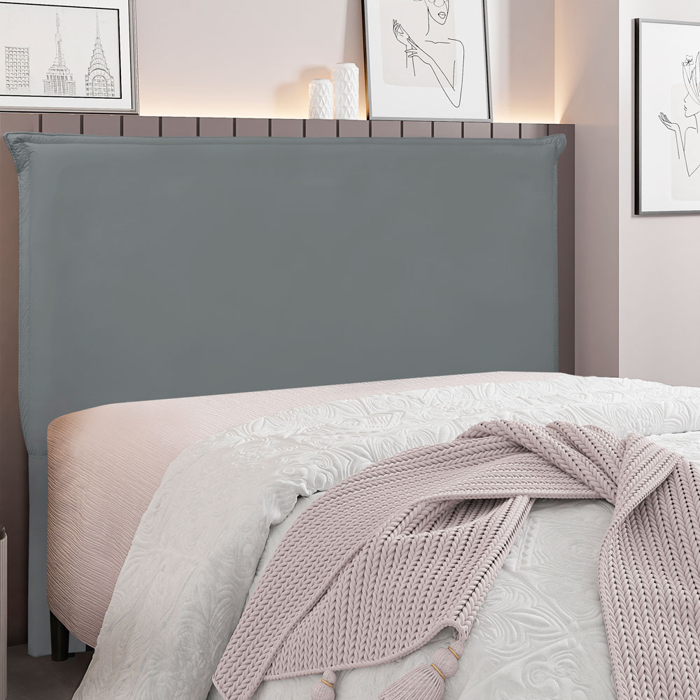 Cabeceira King 1,95m Veneza Veludo Cinza Chumbo - Pallazio