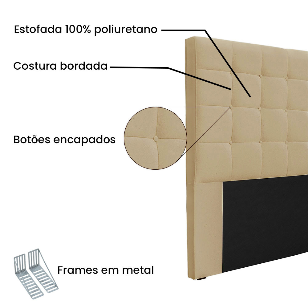 Cabeceira King 1,95m Verona Linho Dourado - Pallazio