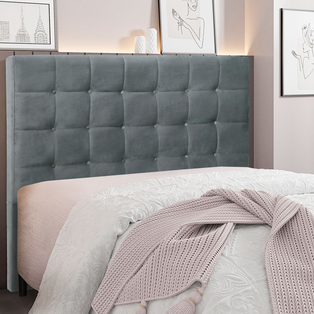 Cabeceira King 1,95m Verona Veludo Cinza Chumbo - Pallazio