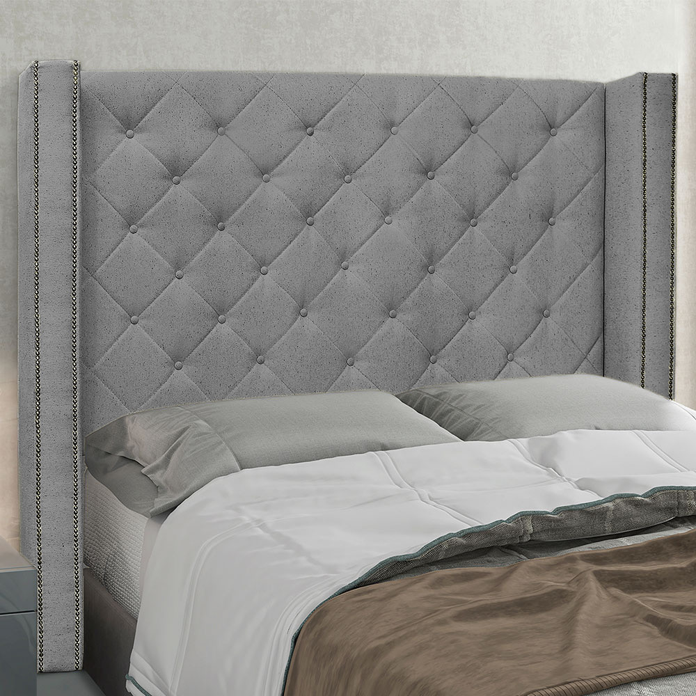 Cabeceira King 1,95m Vicenza Linho Cinza Escuro - Pallazio