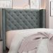 Cabeceira King 1,95m Vicenza Veludo Cinza Chumbo - Pallazio