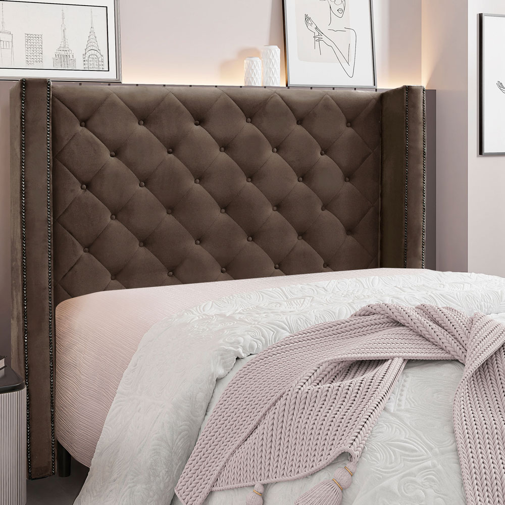 Cabeceira King 1,95m Vicenza Veludo Marrom - Pallazio