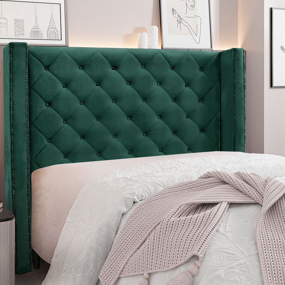 Cabeceira King 1,95m Vicenza Veludo Verde Floresta - Pallazio