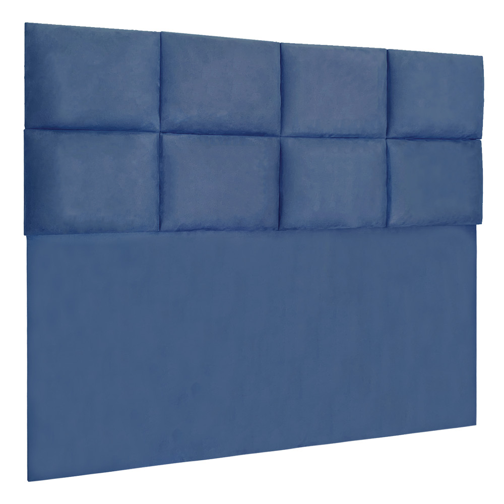 Cabeceira Modulada Casal 1,40m Lorena Suede Azul Marinho - Pallazio
