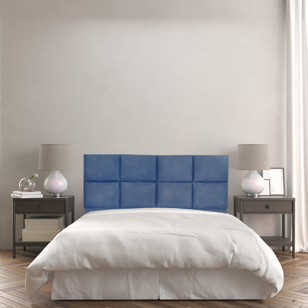 Cabeceira Modulada Casal 1,40m Lorena Suede Azul Marinho - Pallazio