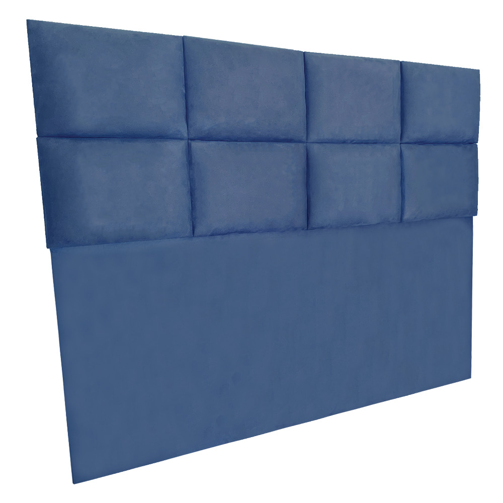 Cabeceira Modulada Casal 1,40m Lorena Suede Azul Marinho - Pallazio