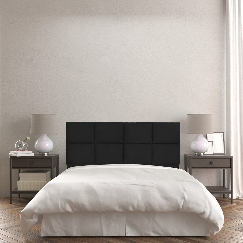 Cabeceira Modulada Solteiro 0,90m Lorena Suede Preto - Pallazio