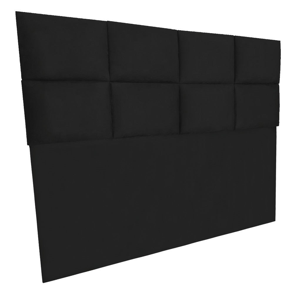 Cabeceira Modulada Solteiro 0,90m Lorena Suede Preto - Pallazio