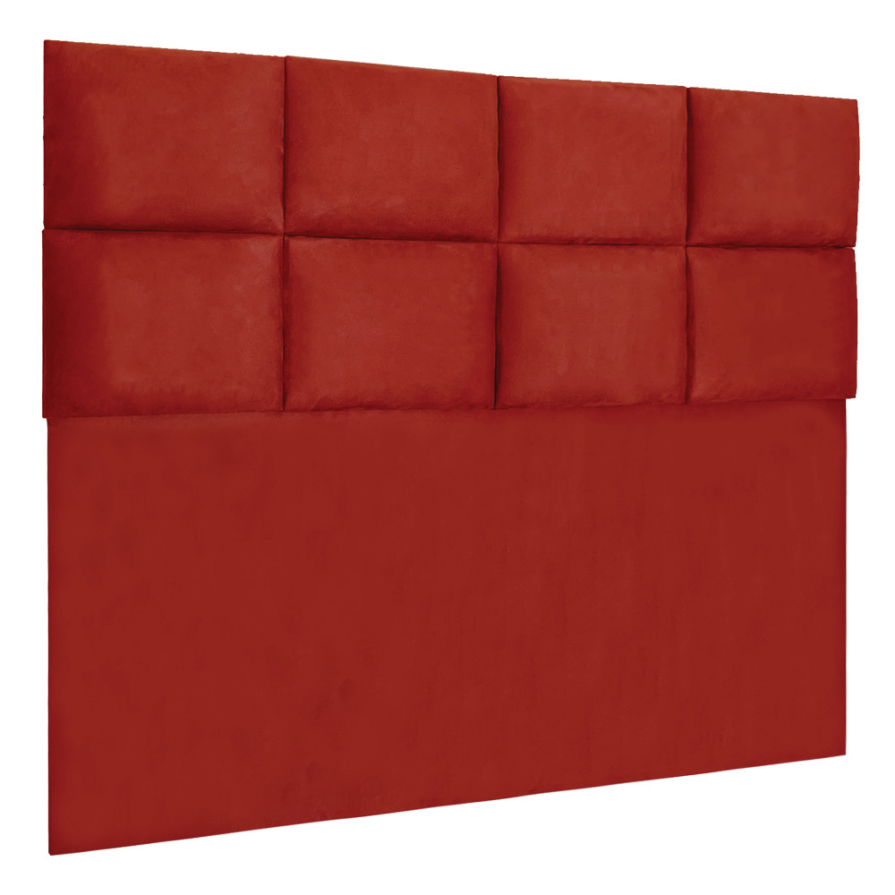 Cabeceira Modulada Solteiro 0,90m Lorena Suede Vermelho - Pallazio