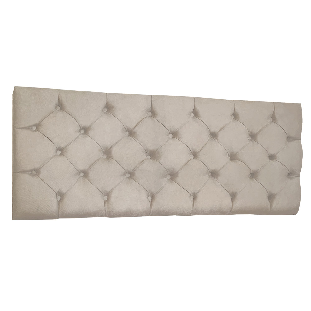 Cabeceira Painel Capitonê Casal 1,40m Jade Suede Bege - Pallazio