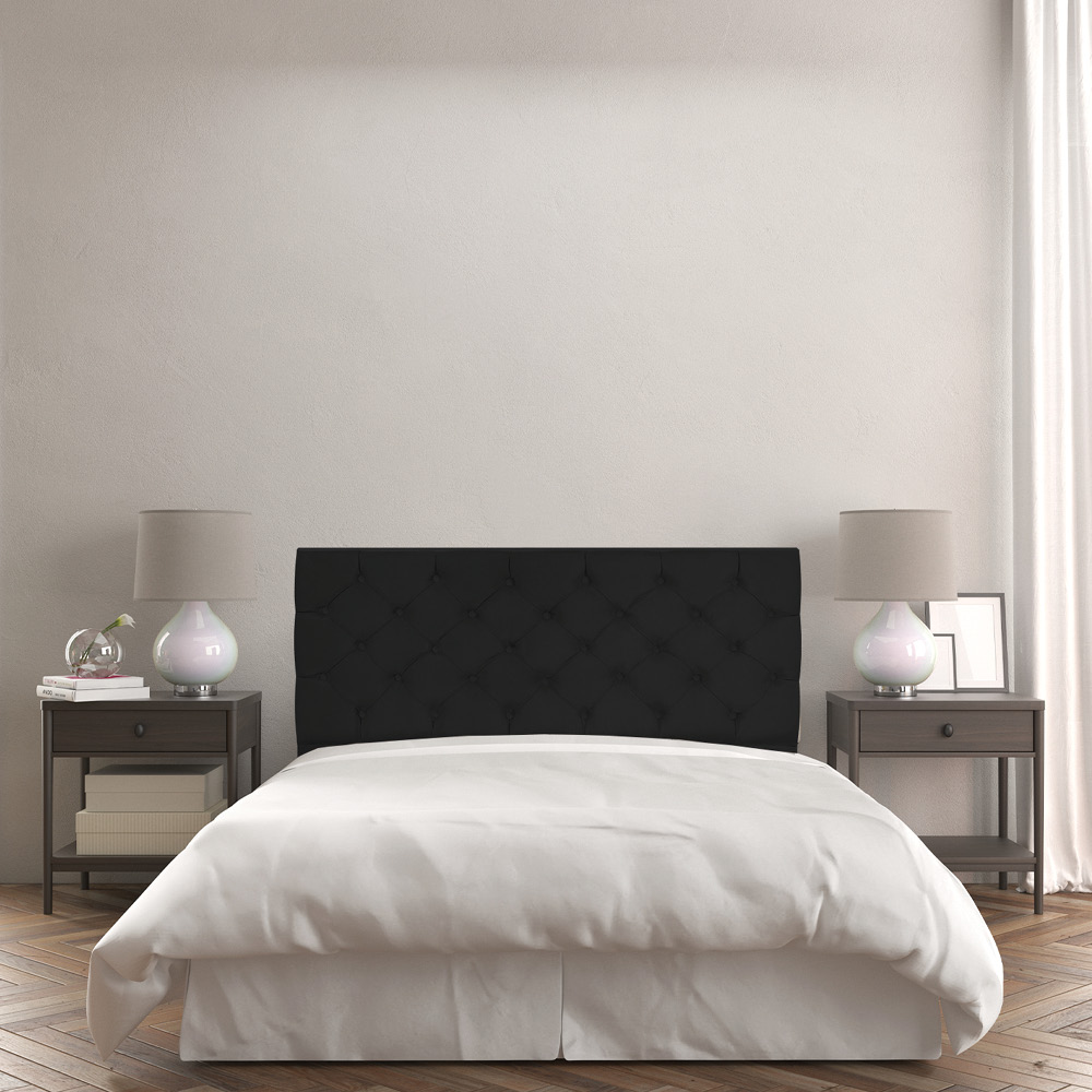 Cabeceira Painel Capitonê Casal 1,40m Jade Suede Preto - Pallazio