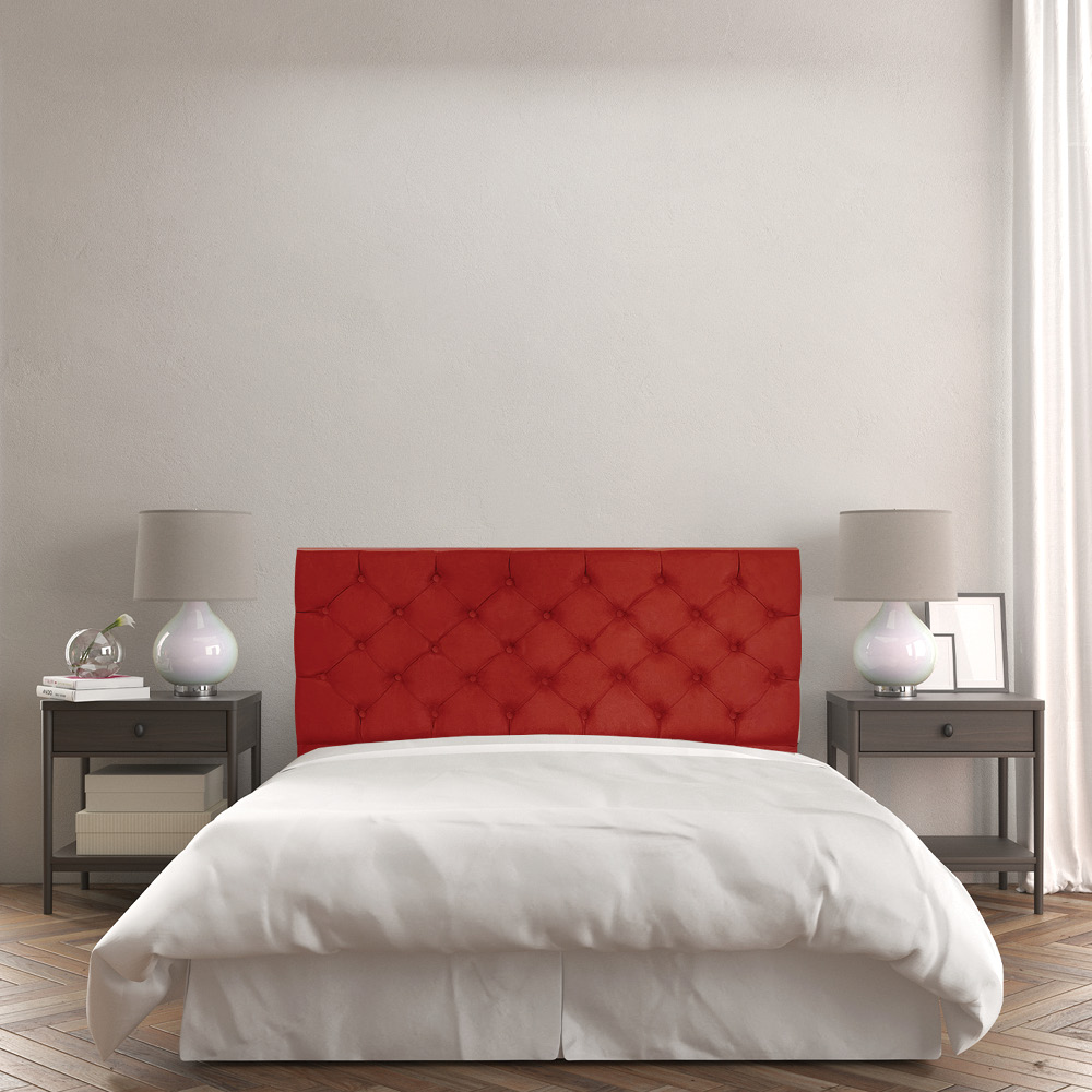 Cabeceira Painel Capitonê Casal 1,40m Jade Suede Vermelho - Pallazio