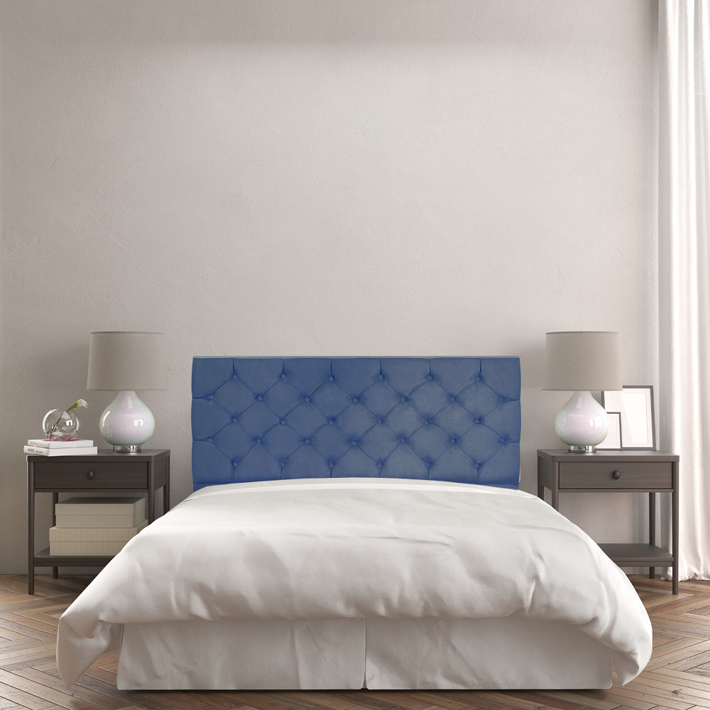 Cabeceira Painel Capitonê Solteiro 0,90m Jade Suede Azul Marinho - Pallazio