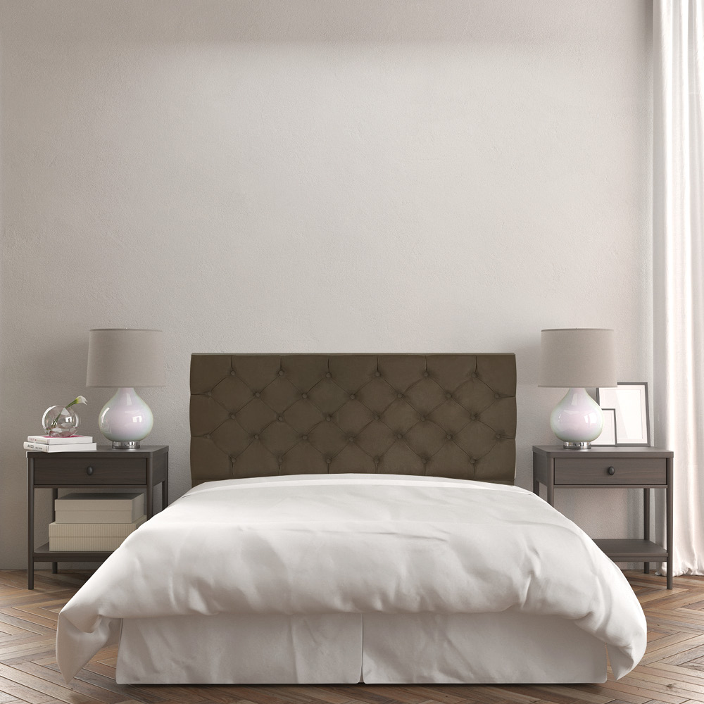 Cabeceira Painel Capitonê Solteiro 0,90m Jade Suede Marrom - Pallazio