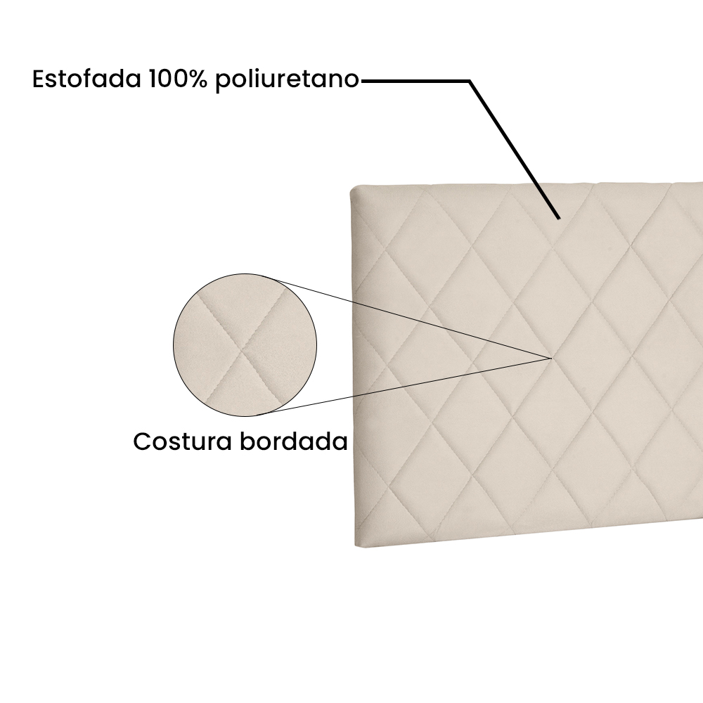 Cabeceira Painel Casal 1,40m Esmeralda Suede Bege - Pallazio