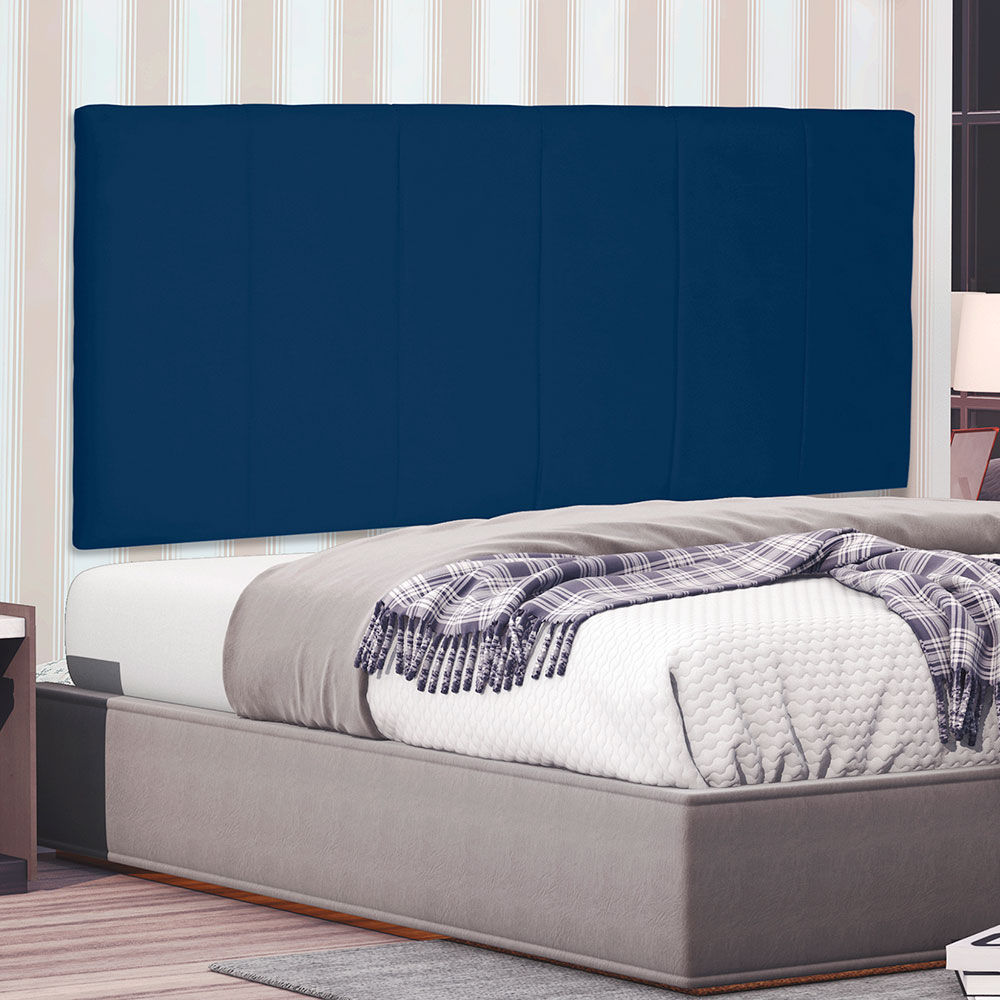 Cabeceira Painel Casal 1,40m Ravenna Suede Azul Marinho - Pallazio