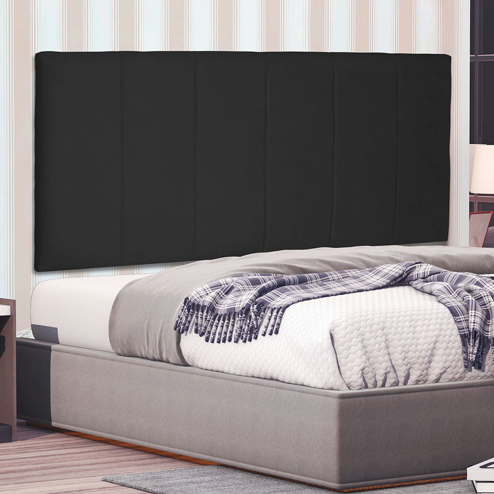 Cabeceira Painel Casal 1,40m Ravenna Suede Preto - Pallazio