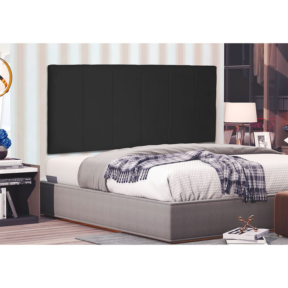 Cabeceira Painel Casal 1,40m Ravenna Suede Preto - Pallazio