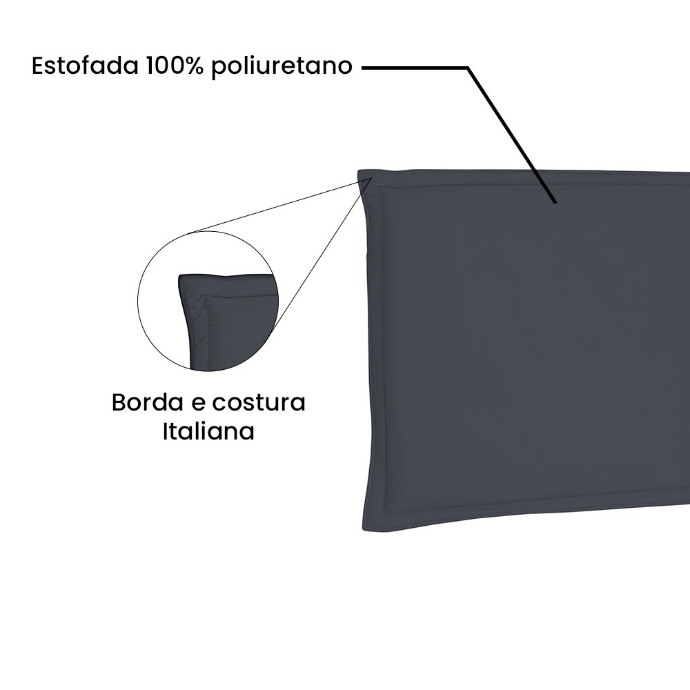 Cabeceira Painel Casal 1,40m Veneza Suede Cinza - Pallazio
